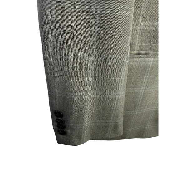 Michael Kors Men's Modern-Fit Poly-Blend Suit Jacket Lt Grey/Blue‎ Plaid 42R EUC - Picture 4 of 15